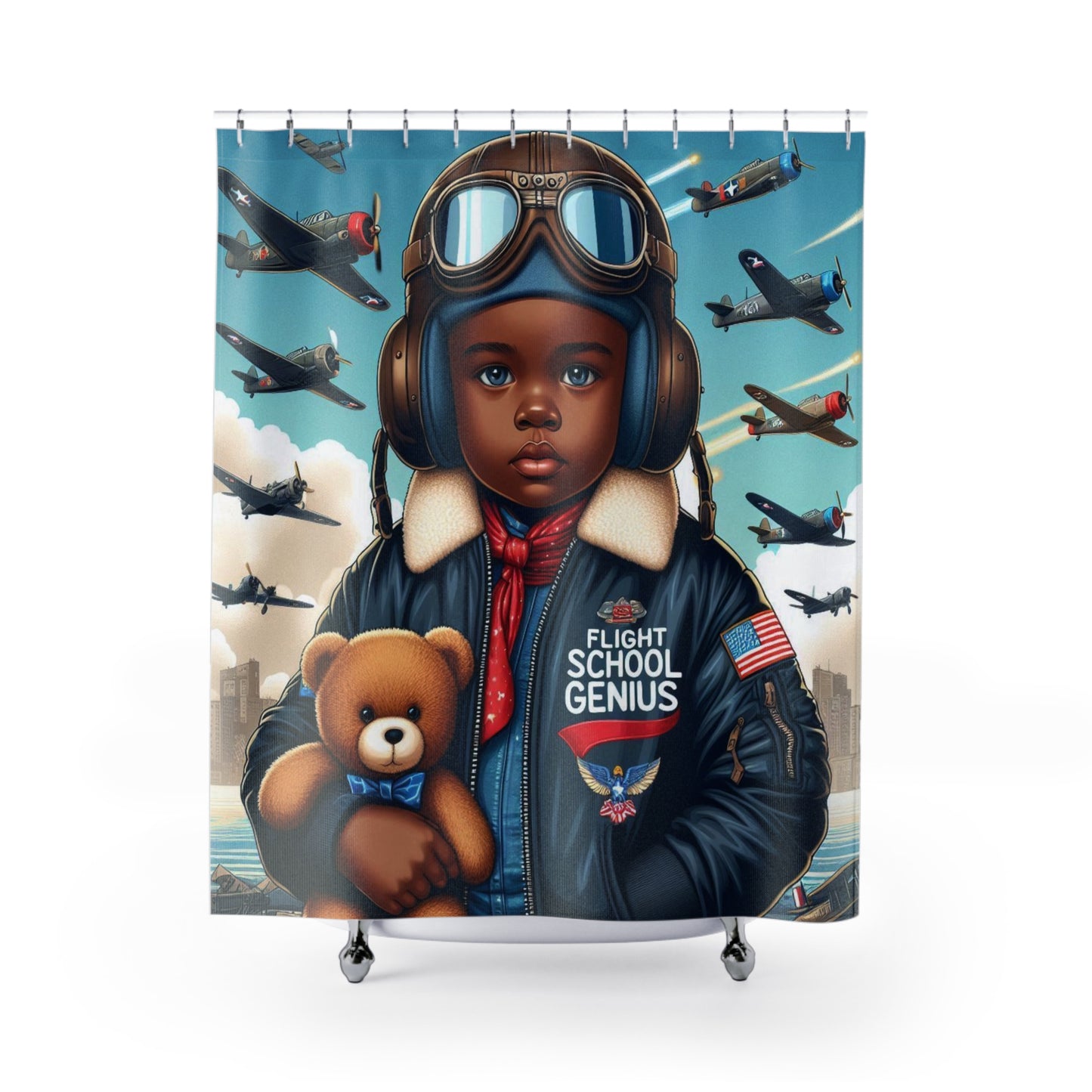 FLIGHT SCHOOL GENIUS NEXTGEN SHOWER CURTAIN (BOYS)