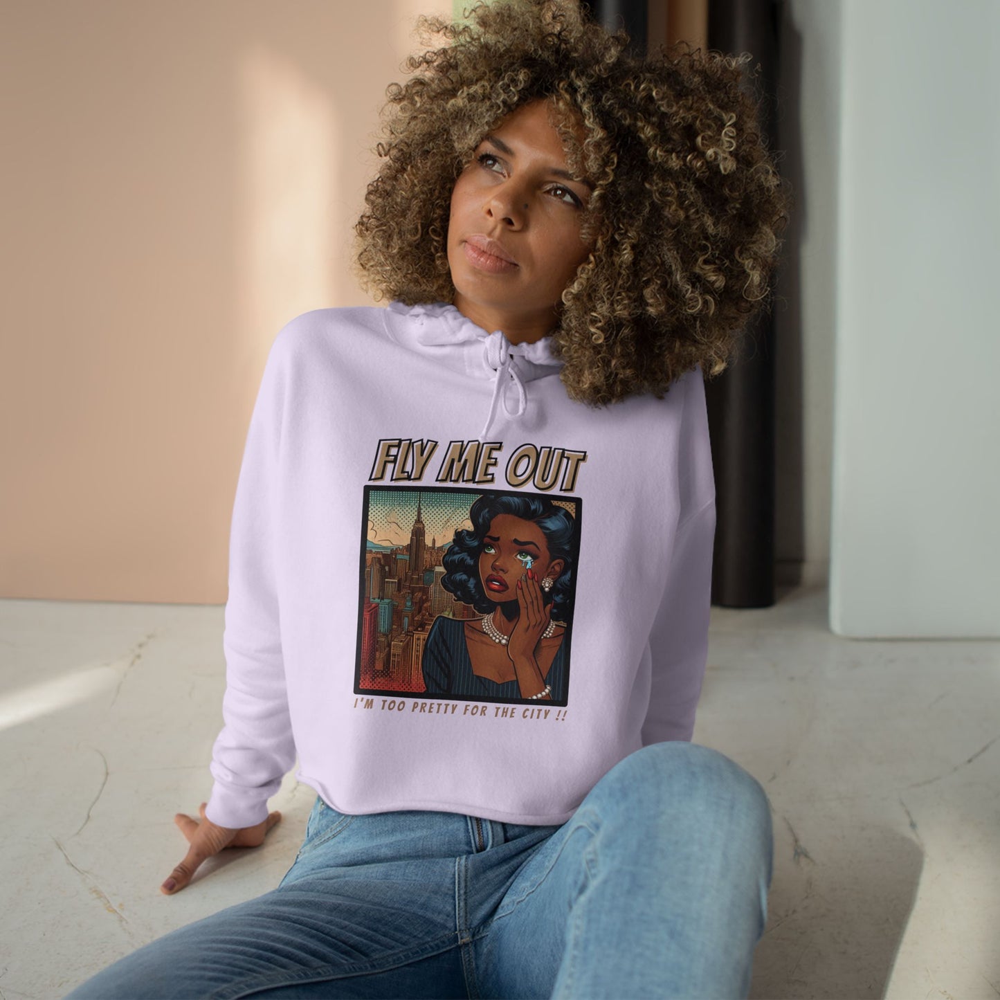 ‘FLY ME OUT’ CROP HOODIE (TOO PRETTY)