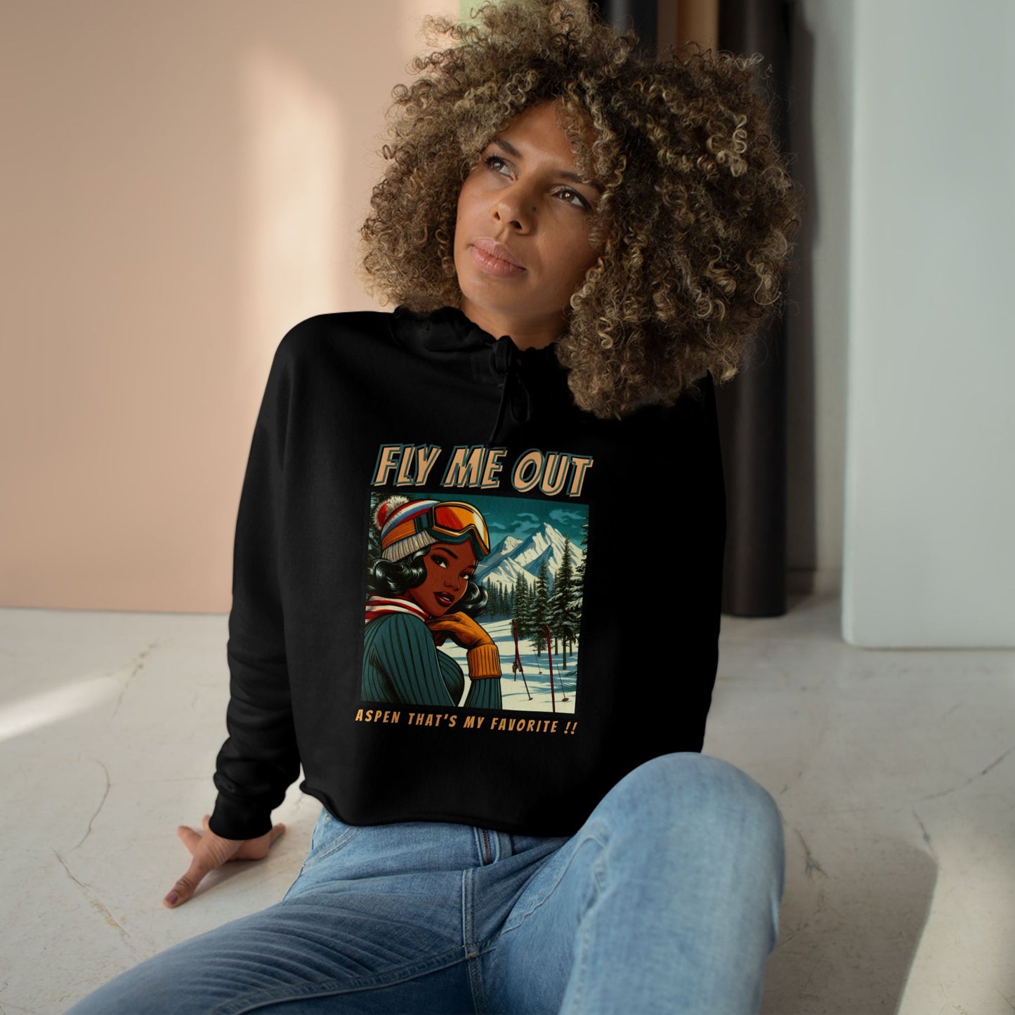 ‘FLY ME OUT’ CROP HOODIE (ASPEN)