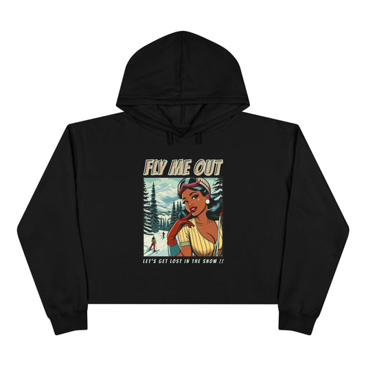 ‘FLY ME OUT’ CROP HOODIE (LOST IN SNOW)