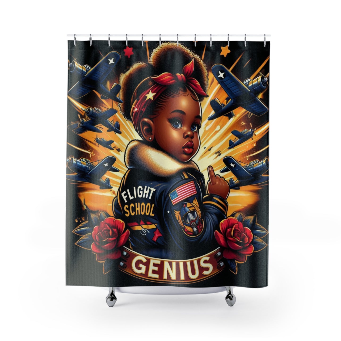 FLIGHT SCHOOL GENIUS NEXTGEN SHOWER CURTAIN (GIRLS)